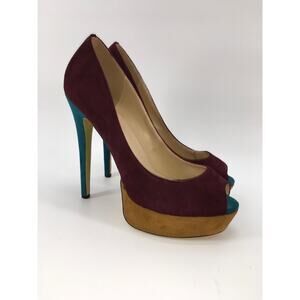 Onlymaker Peep Toe Platform Stilleto Pump Womens 14 EU 45 Burgundy Tall Heels